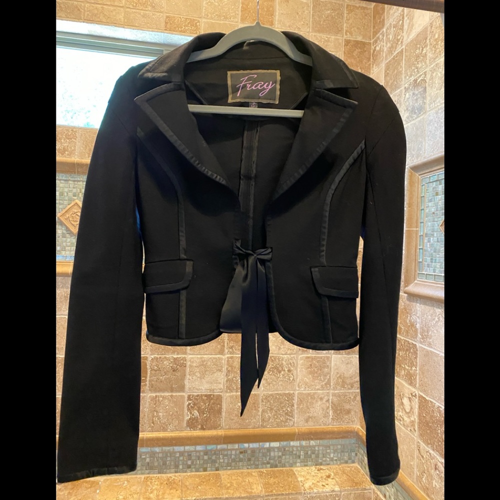 Cropped blazer with satin accents